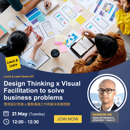 Lunch & Learn Webinar Series #37 Design Thinking x Visual Facilitation to solve business problems  - banner